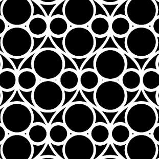 Black and white geometric pattern with interlocking circles