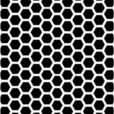 Black honeycomb pattern on a white background